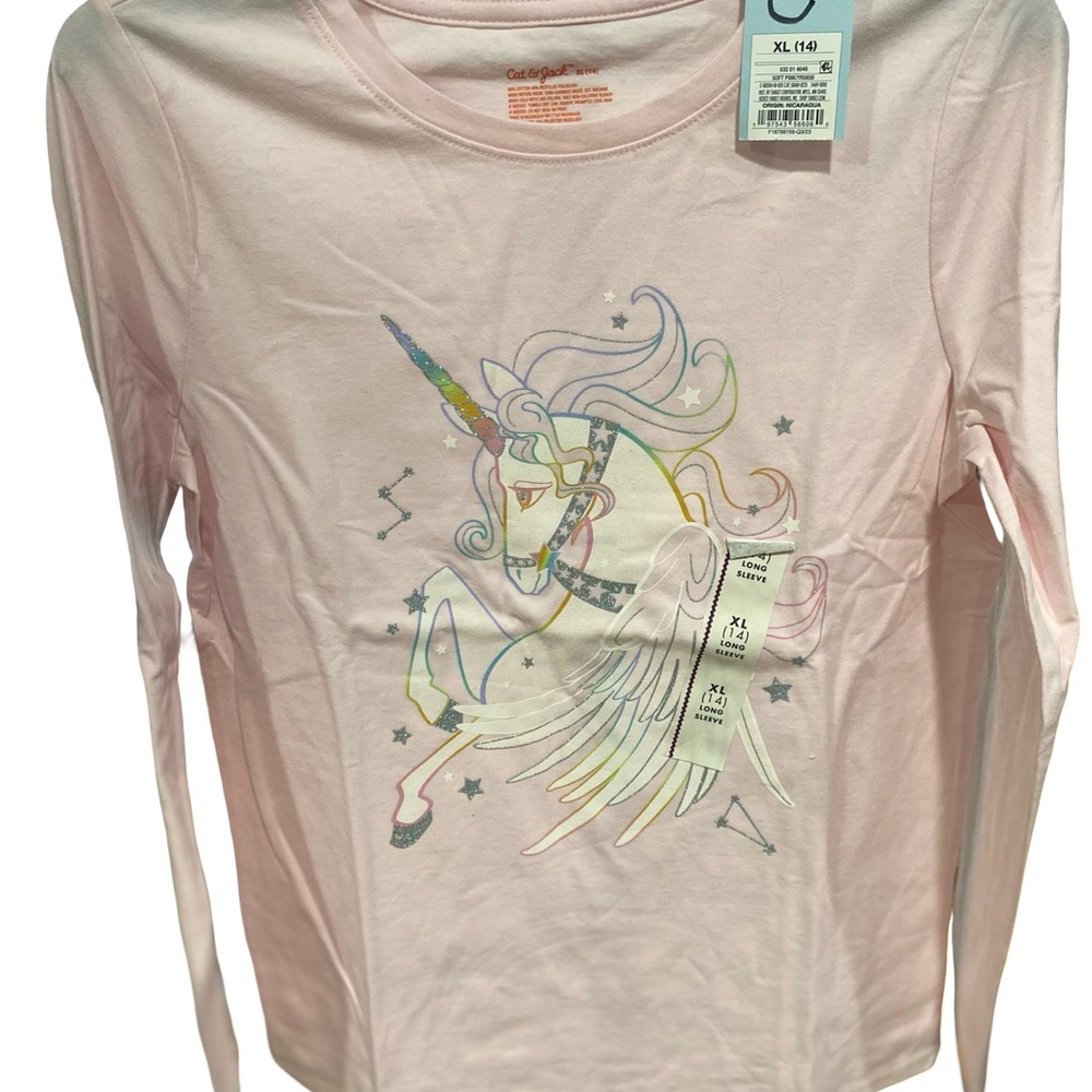 Cat & Jack Light Pink Unicorn Long Sleeve Tee